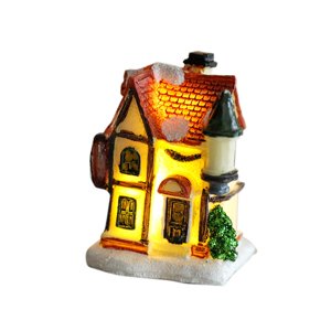 Bothyi - Navidad Nieve Iluminar Casa Resina Miniatura Iluminada Para Oficina Escritorio Estilo C