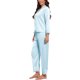 thumbnail image 4 of INSPIRE CHIC Conjunto de Pijama de Satén para Mujer con Manga Larga, Cuello con Muesca, Camisa Abotonada y Pantalones con Encaje Calado para Ocasiones Nupciales Grande Azul, 4 of 6