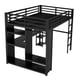thumbnail image 3 of Queen Size Loft Bed Frame with Built-in Wardrobe, Metal Loft Bed with Desk and Storage Shelves, Black, 3 of 3