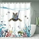 thumbnail image 2 of 1pc Modern Swimming Cat Shower Curtain and Rugs Set - Waterproof Bathroom Decor with 12 Rings - Includes Toilet Lid Cover, 2 of 4