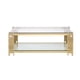 thumbnail image 3 of Woker Furniture 48" Wide Rectangular Coffee Table with Glass Top, Golden Stainless Steel Double-Layer Coffee Table for Living Room, 3 of 3