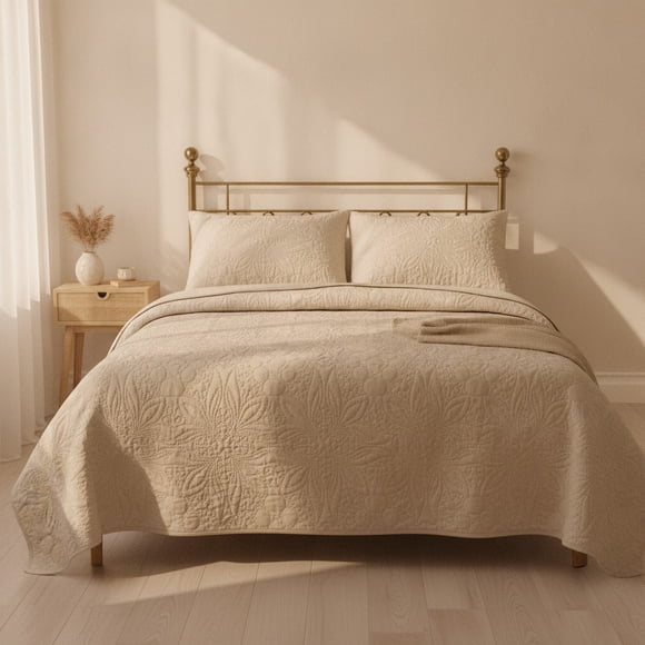 Cubrecamas Quilt 1,5 Plazas Wonder Collection Beige