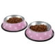 thumbnail image 1 of Cuencos para perros, cuencos de acero inoxidable hechos a mano con diamantes de imitación para mascotas, comedero doble para comida y agua para cachorros, gatos y perros., 1 of 5