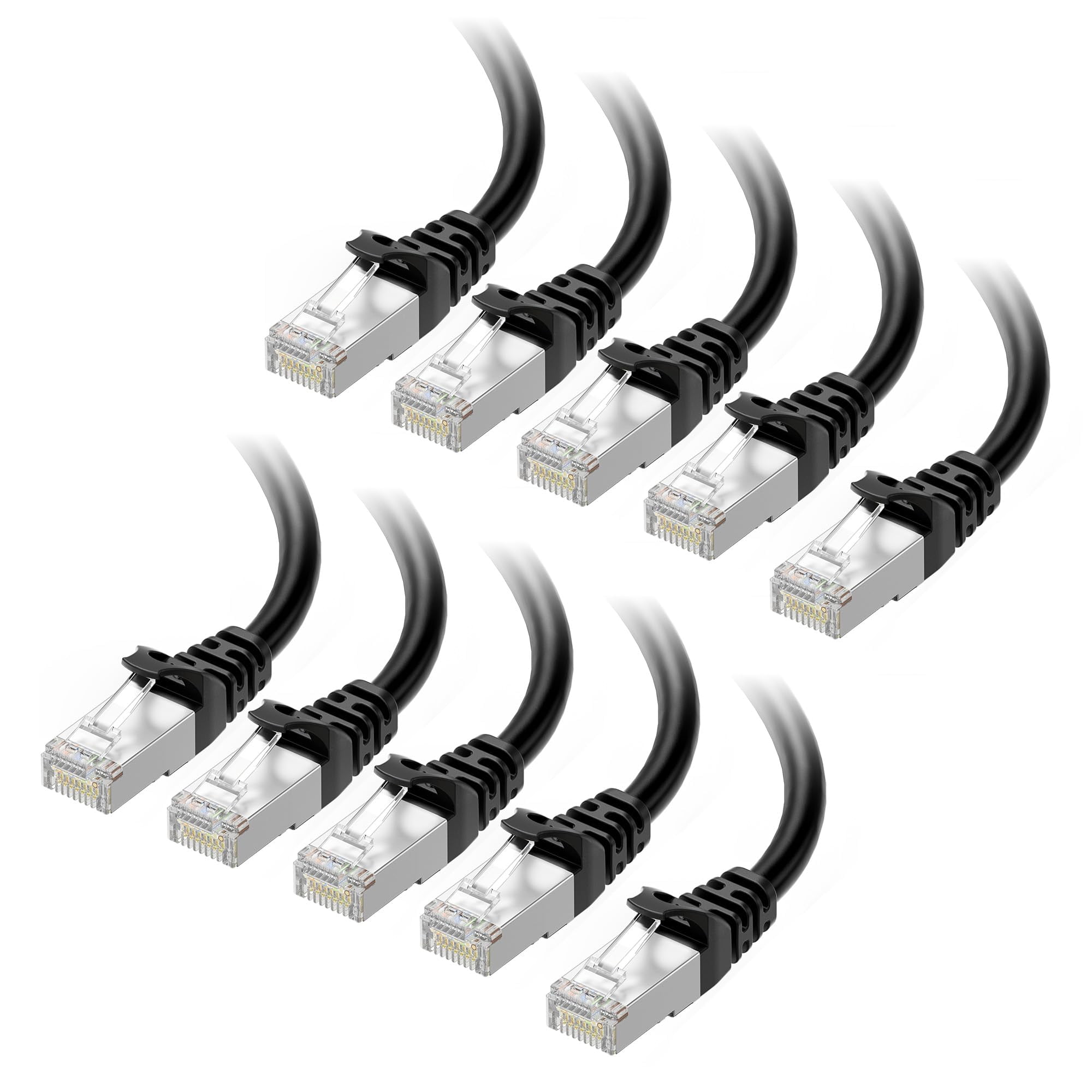 Cable Matters - Cable Ethernet Matters Cat 6a, Paquete De 10 Unidades, 3 Pies, Negro