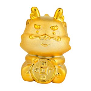 Magideal - Estatua De Dragón Chino Dorado, Escultura De Hucha De Cerámica, Decoración Bonita De Año Nuevo Chino Para Regalo De Inauguración De La Casa, Multiusos Estilo A