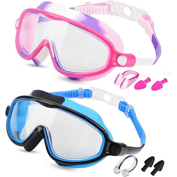 Gafas natación niños nuevas visión amplia antivaho anti-UV piscina 3-14 años