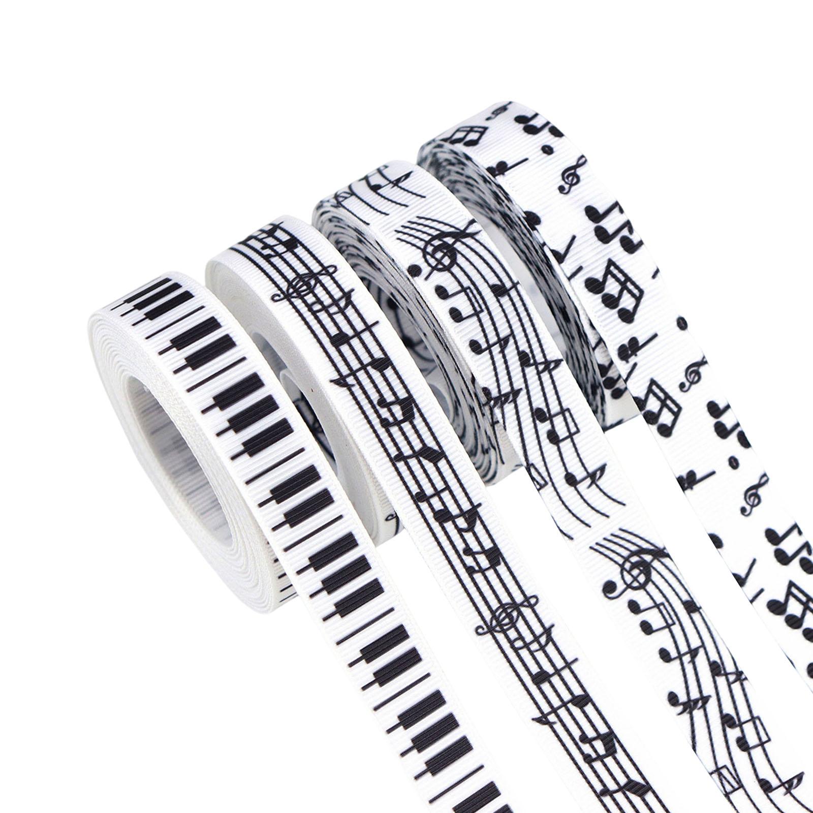 Magideal - 4 Piezas - Cinta Blanca Con Notas Musicales, Cinta Para Envolver, 5 Yardas Cada Una, Accesorios Para Manualidades Para Fiestas, Navidad, Bodas, Costur