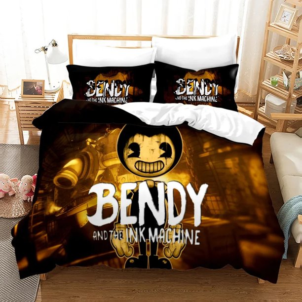 v2963 Bed Sheets New Anime Bendy & Ink Machin Bedding Set Single Twin Full Queen King Size Bed Set Adult Kid Bedroom Duvetcover Set Home Textile 3-Piece Bedding Set (1 Duvet Cover + 2 Pillow Shams) Be