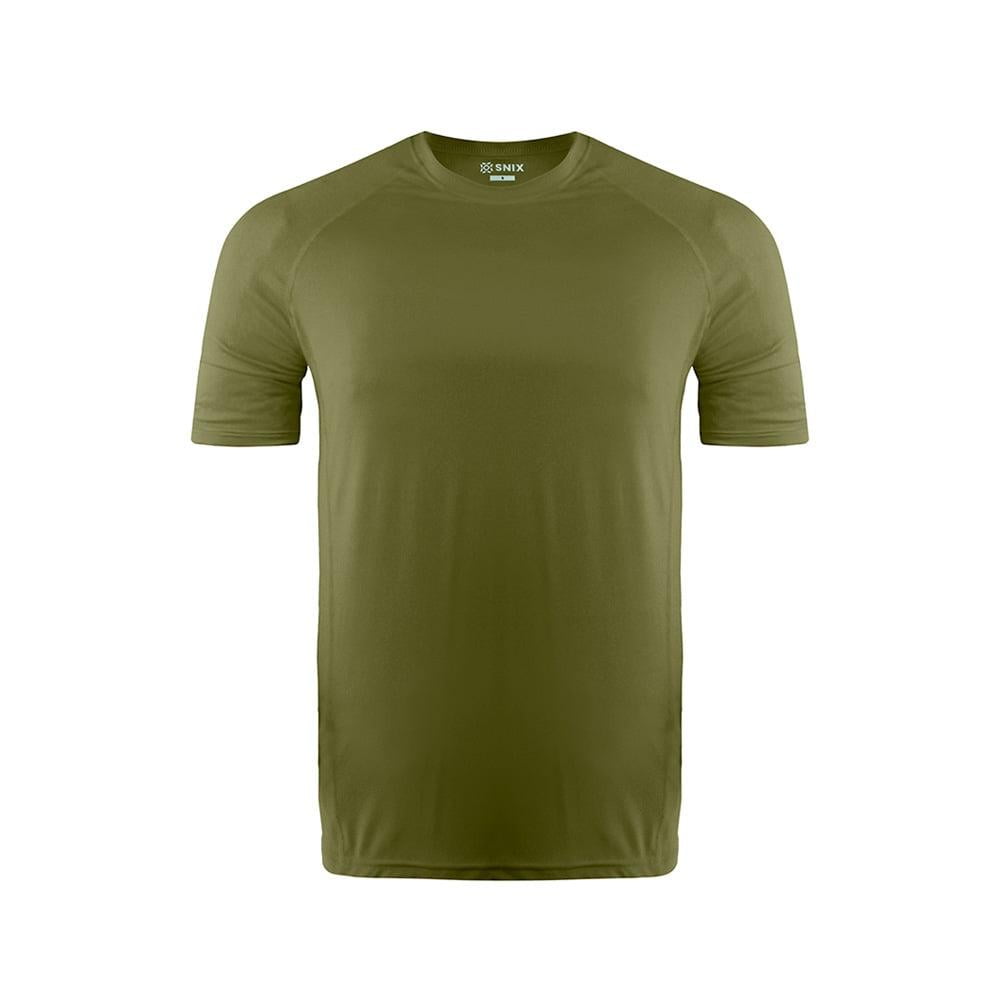 Snix - Polera Infantil Deportiva Elasticada Manga Corta Verde Musgo Talla 12