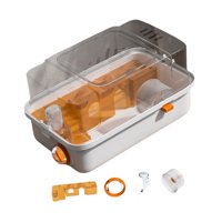 Ioensy - 2 Capas Compacta Jaula De Hámster Versátil Para Animales Pequeños Conejos Conejillos De Indias Naranja