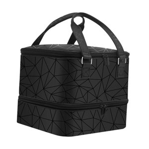 Magideal - Organizador De Esmaltes De Uñas De Doble Capa, Estuche Portátil Para Guardar Manicura, Bolsas Para El Cuidado De Las Uñas, Estuche Para Secador De Uña Cremallera Negra