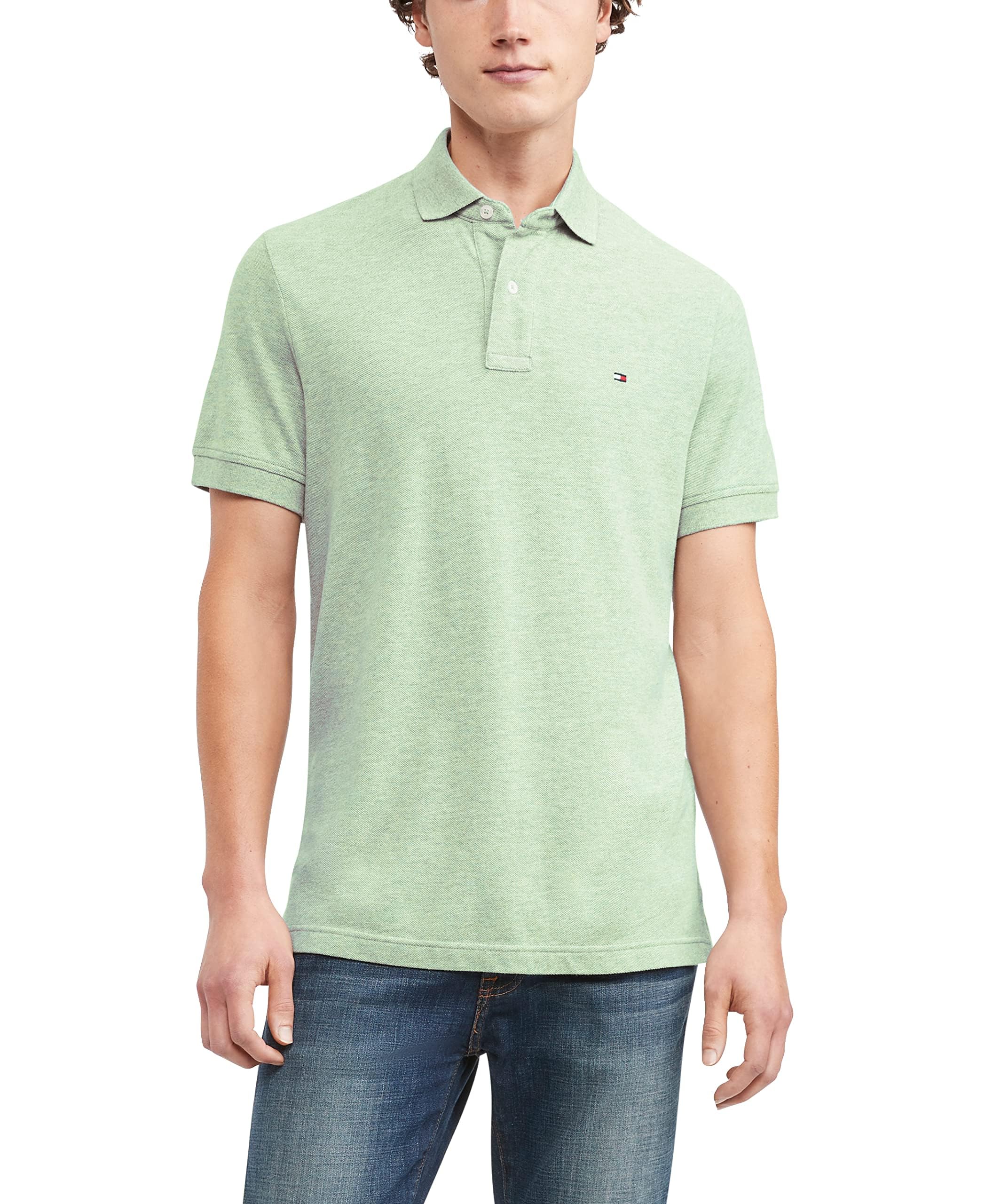 Polo Tommy Hilfiger B7886 Soft Green Htr Para Hombre