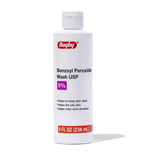 Jabón de peróxido de benzoilo Rugby 5% para acné, espinillas y piel grasa, 240 ml