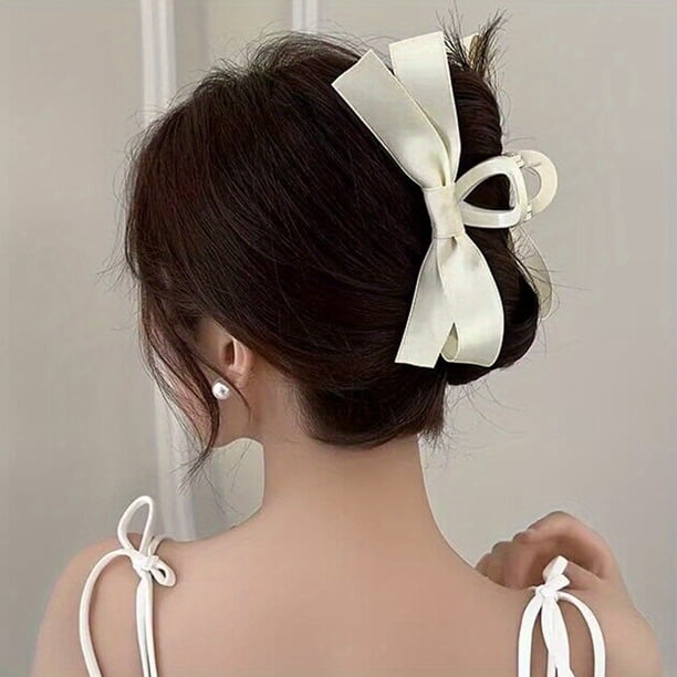 Elegant Black Bow Hair Claw Clip - Non-Slip Strong Hold for Thick Hair Accessories