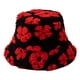 thumbnail image 1 of Sombrero de pescador de piel sintética con margaritas y flores de oveja para mujer, cálido y peludo para invierno, 1 of 5