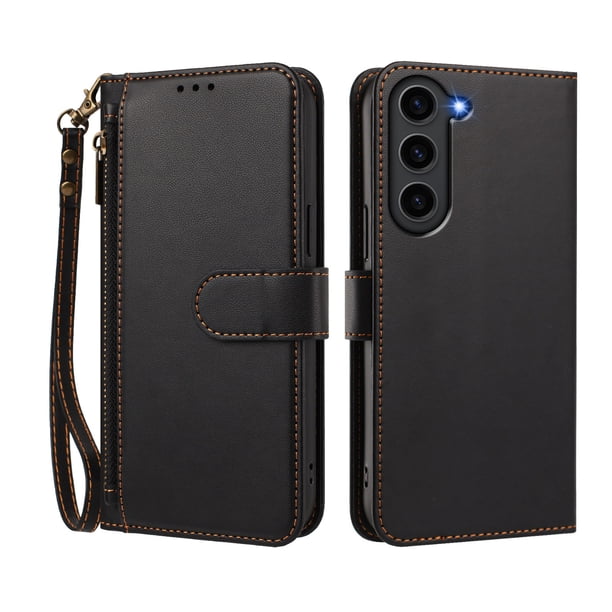 Funda Tipo Billetera para samsung galaxy S23 PLUS con Soporte y Bolsillo con Cierre Negro