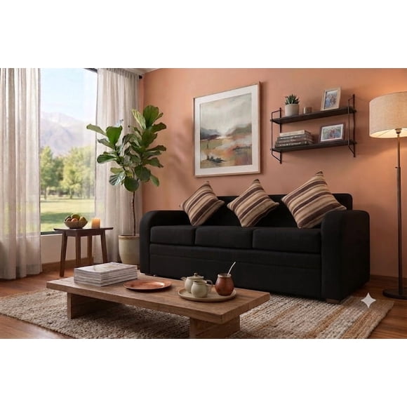 Sofa Ucrania 3c Tela Negro