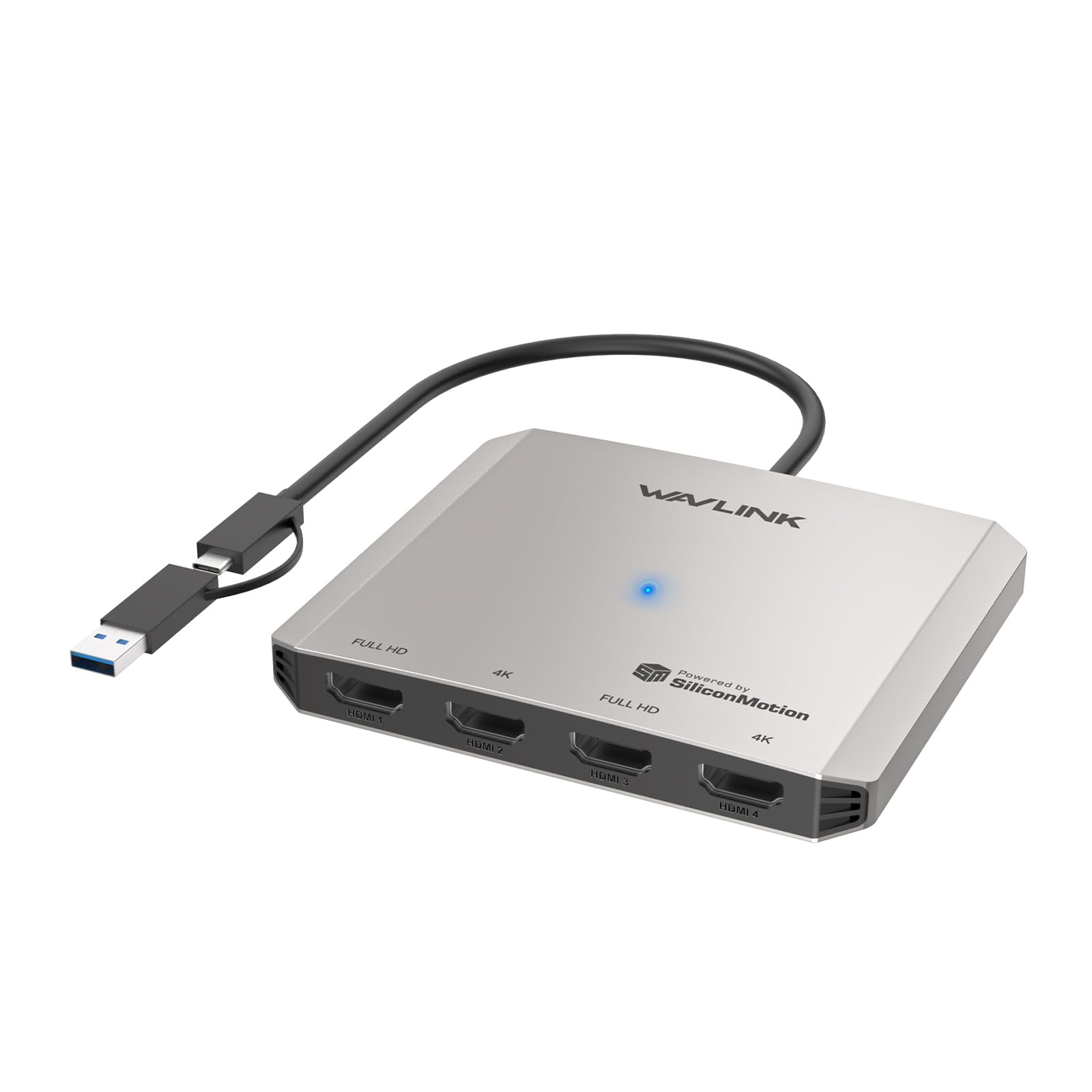 Adaptador Hdmi Wavlink De 4 Puertos Usb C A Cuatro Monitores 4k
