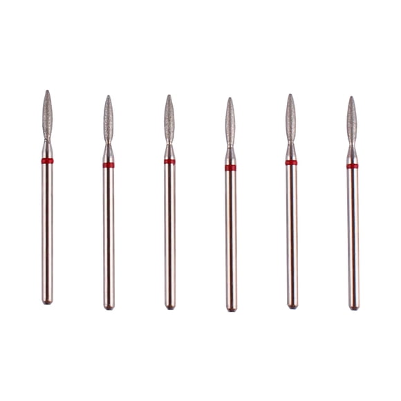 Set de brocas para torno de cutículas MZCMSL Flame con estuche, 6 piezas, diamante profesional