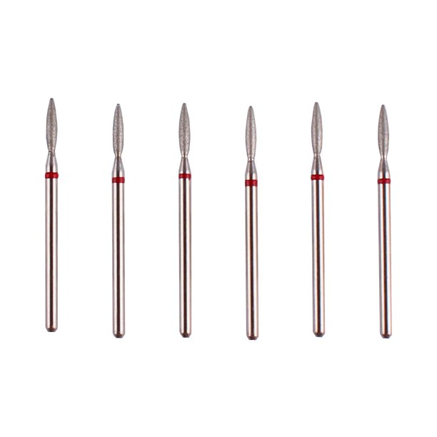 Set de brocas para torno de cutículas MZCMSL Flame con estuche, 6 piezas, diamante profesional