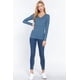 thumbnail image 2 of Saronite Camiseta Térmica Básica de Algodón Acanalado con Cuello en V y Manga Larga, Azul (para Mujer), 2 of 4