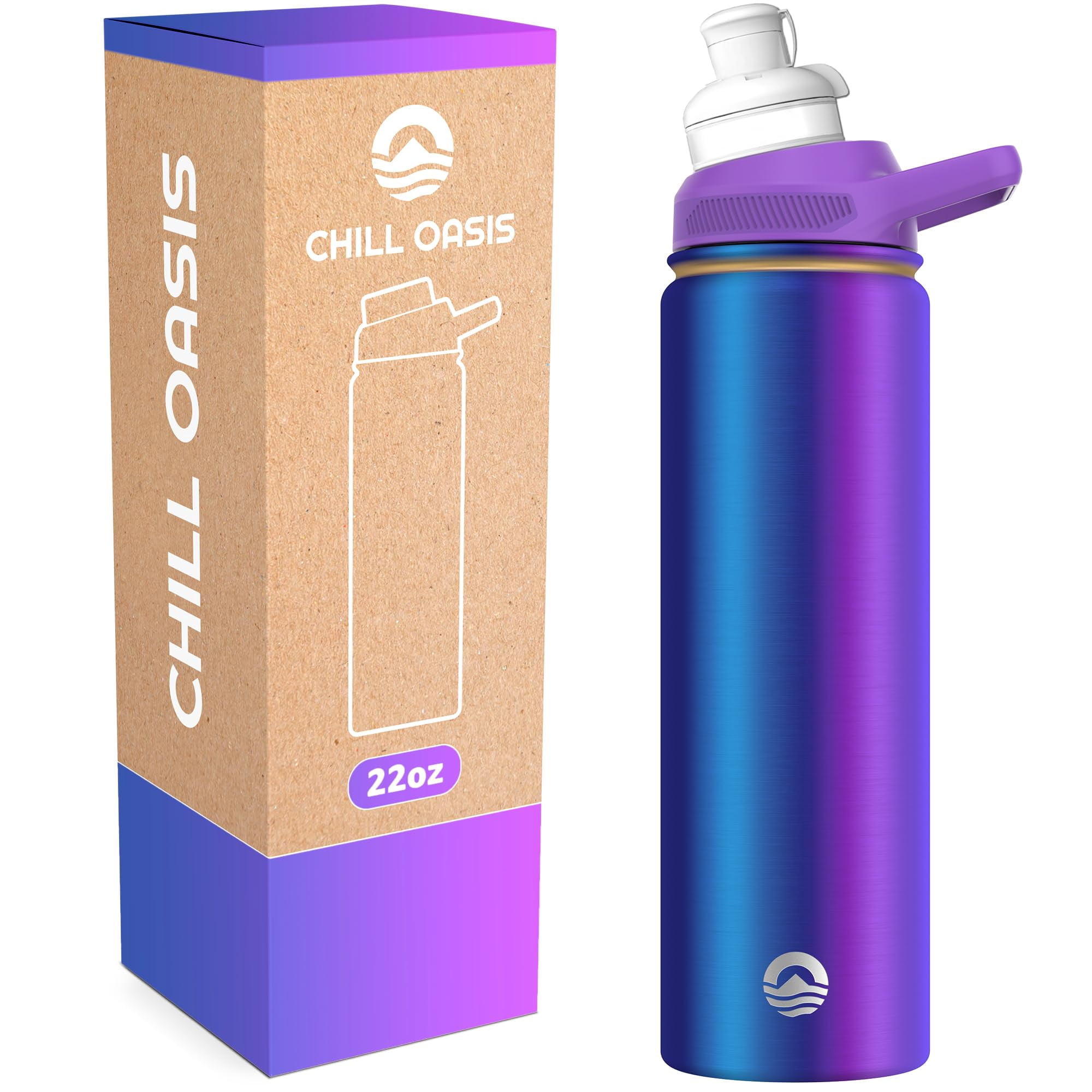 Botella De Agua Chill Oasis Aura 650 Ml Libre De Bpa Con Aislamiento Al Vacío