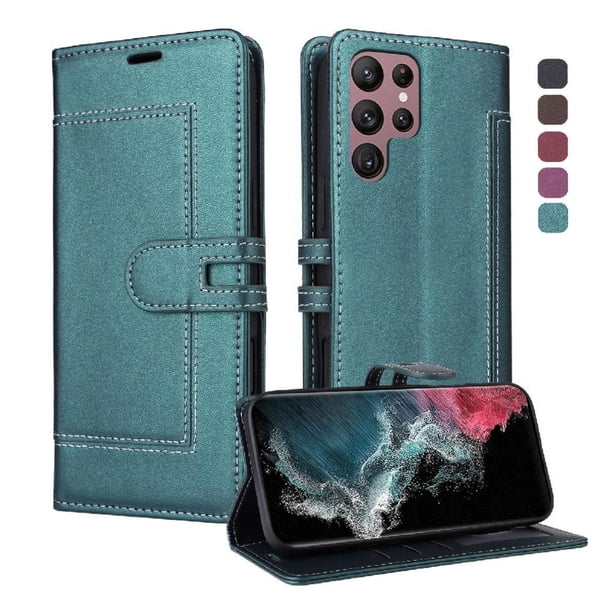 Premium Wallet Case for Samsung Galaxy S25 Ultra with Card Slots & Kickstand, Flip Cover Green