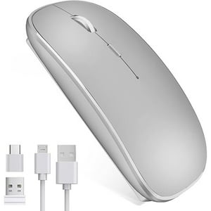 Veat00L - Mouse Inalámbrico,Ratón Recargable Wireless 2.4G Ergonómico Óptico Silencioso Click Con Receptor Usb Y Tipo-C Adaptador 3(1000/1200/1600)Ajustable Dpi Ratón Para Computadora,Portátil,Pc,Mac