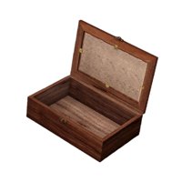 Ioensy - Caja De Almacenamiento De Madera Decorativa, Contenedor Versátil Rectangular Con Tapa De Vidrio S