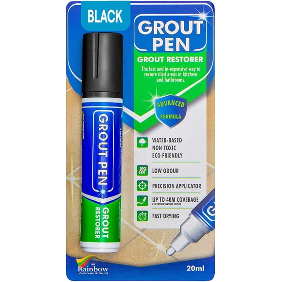 Rotuladores Grout Pen Rainbow Chalk, negros, 20 ml, resistentes al agua