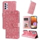 thumbnail image 1 of Funda tipo cartera FOXDOCK para Samsung Galaxy A32 4G , diseño girasol en relieve, cuero PU, cierre magnético, soporte y tarjetero, 1 of 5