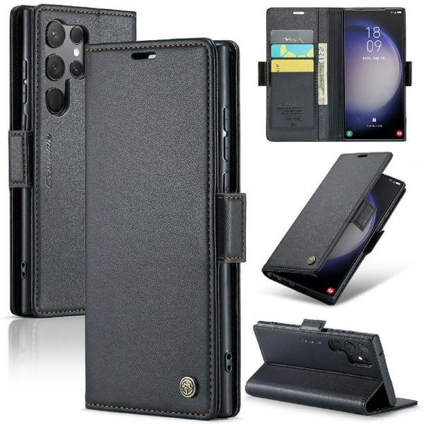 CaseMe tipo cartera Samsung Galaxy S23 Ultra con cierre magnético, RFID, tarjetero, soporte, carga inalámbrica