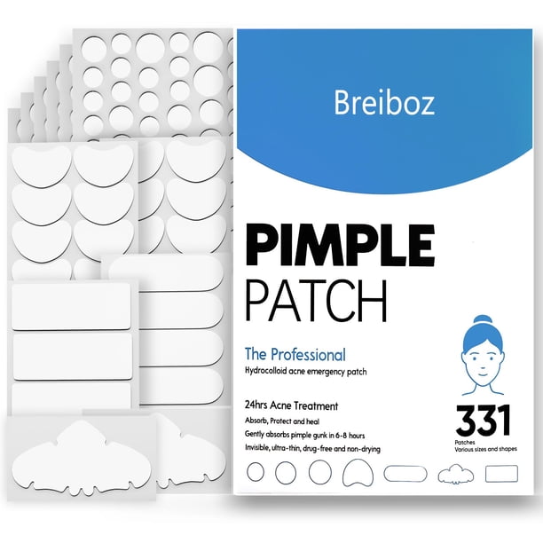 Parches para espinillas Breiboz, tamaño grande, para rostro, con árbol de té y ácido salicílico