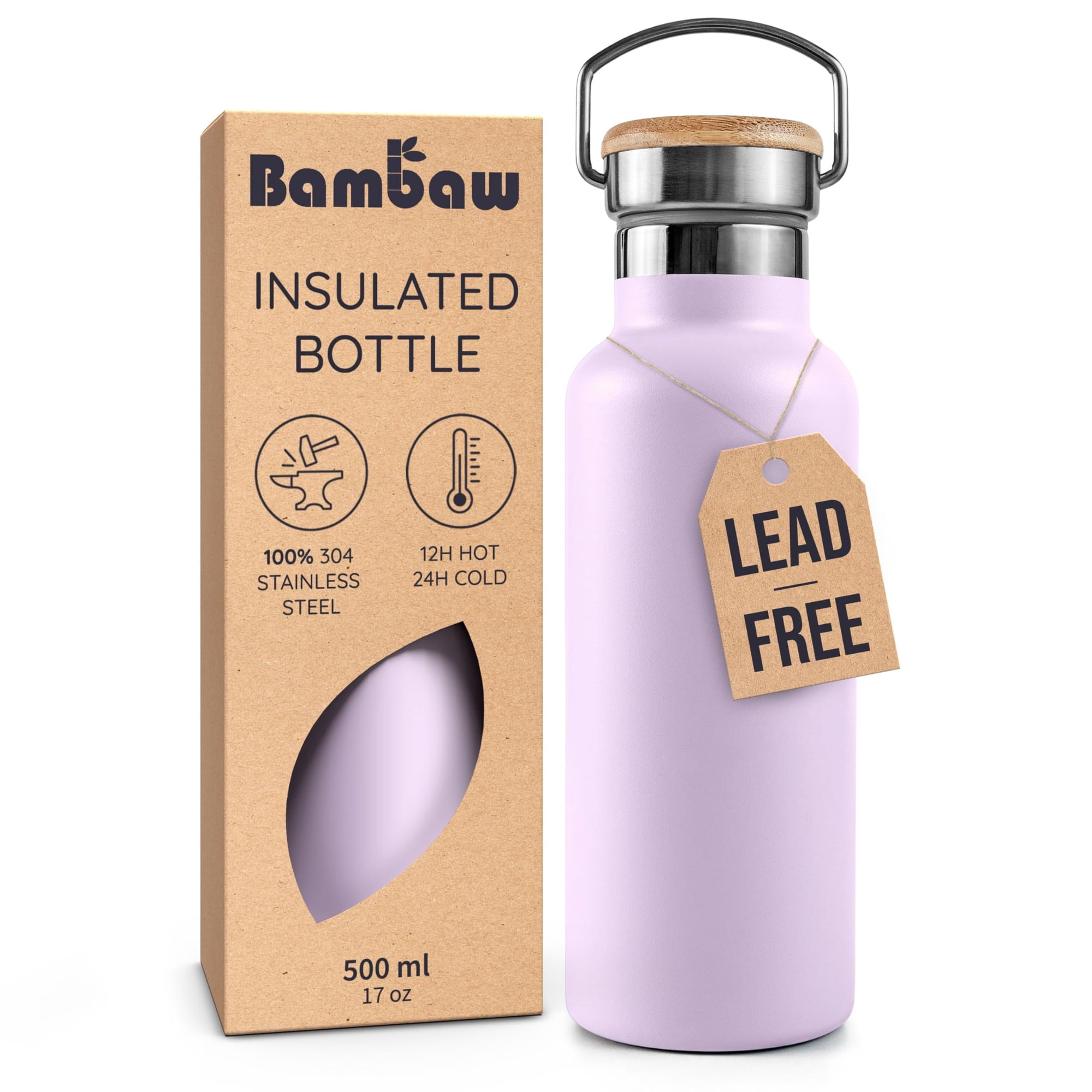 Bambaw - Termo Botella De Agua Aislada 500ml Lavanda