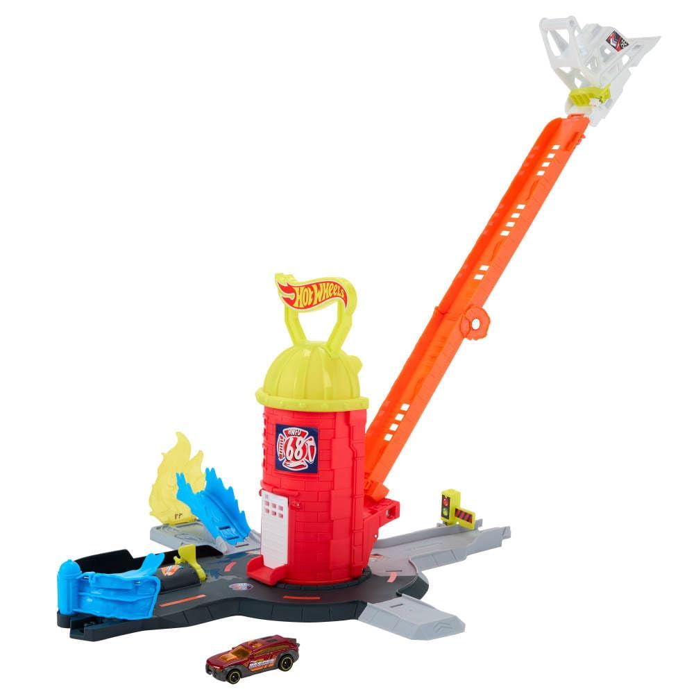 Set De Pistas Para Coches De Juguete Hot Wheels City Super Fire Station Rescue