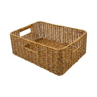 Magideal - Cesta De Almacenamiento De Ratán, Cesta Organizadora Rectangular Con Asas, Cesta De Pan, Cesta De Almacenamiento De Artículos Diversos Para Cocina, Ha Oscuro 38X26X13Cm