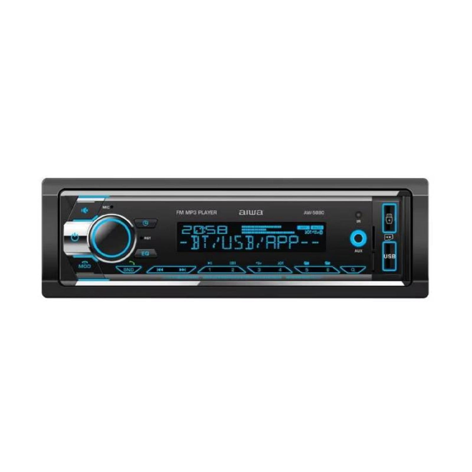 Aiwa - Radio De Auto Aw-5880 Con Usb, Bluetooth Y Lector De Tarjeta Sd