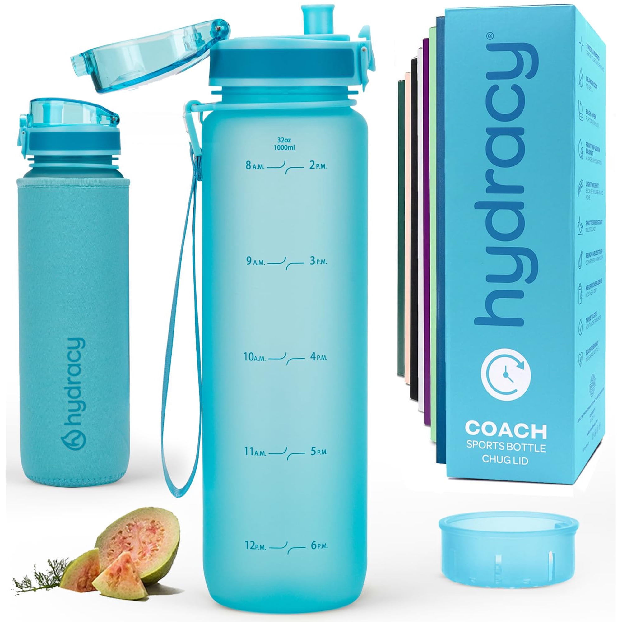Botella Hydracy 1000 ml Con Marcador De Tiempo E Infusor De Frutas