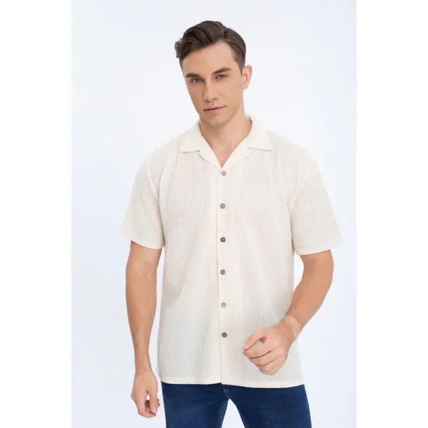 Camisa Hombre Texturizada Fit Verano Fashion Calidad 0172