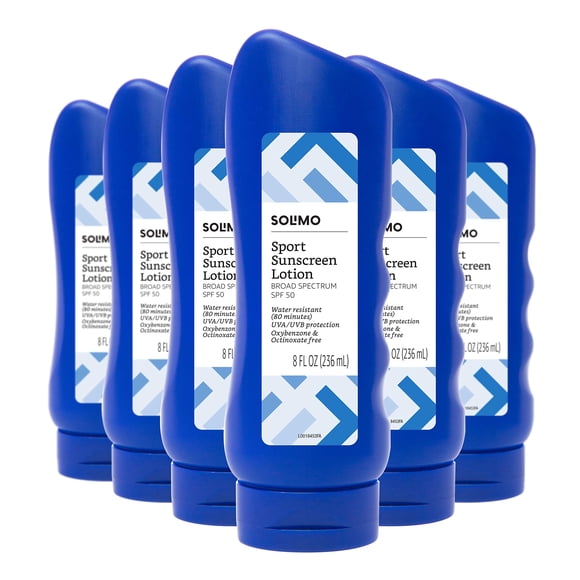 Loción de protección solar Solimo SPF 50 Body 240 ml, paquete de 6