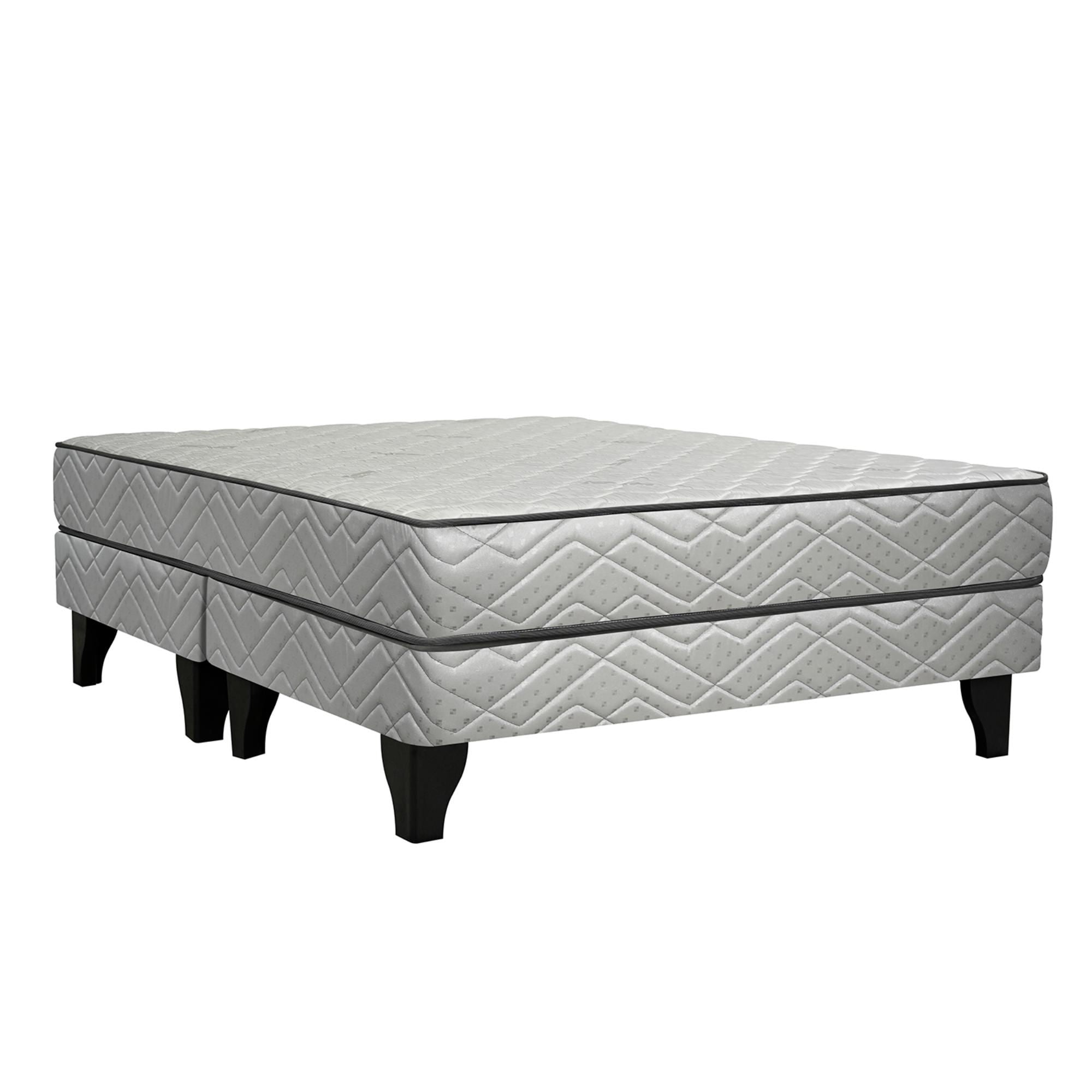 Celta - Cama Europea Apolo Black - Tela Blanca 2 Plaza Base Dividida