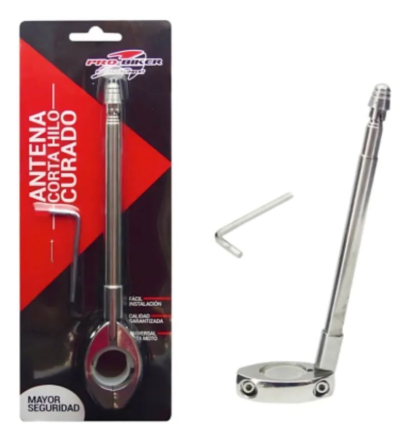 Metalfer - Antena Para Moto Corta Hilo Curado Retractil Probiker