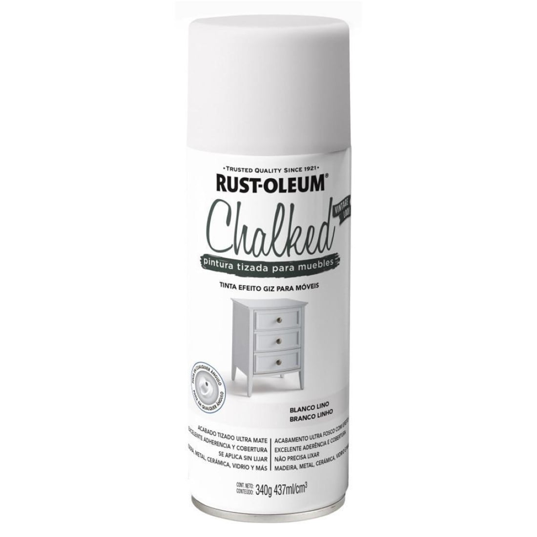 Rust Oleum - Pintura En Aerosol Chalked Tizada 340grs Blanco Lino