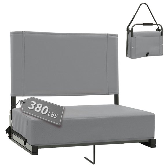 Asiento de estadio Sekey gris de 46 cm con respaldo – 1 pieza
