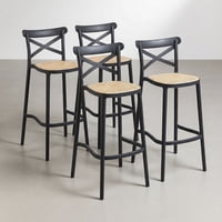 Venhoouse - Pack 4 Taburete Crossback Danubio 66Cm Piso Bar O Terraza Apilable Negros