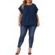 thumbnail image 4 of Agnes Orinda Blusas de Tallas Grandes para Mujer Chiffon Swiss Dots Mangas Cortas Encaje Crochet Blusa Plisada L Azul Oscuro, 4 of 8