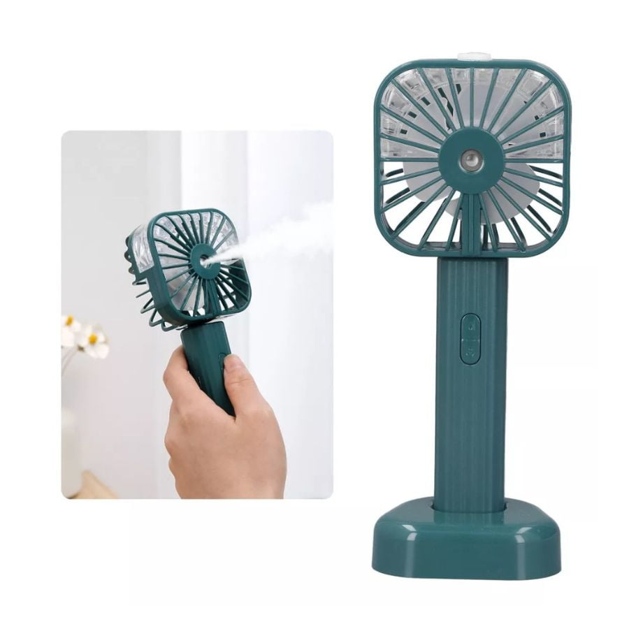 Click Ventas - Mini Ventilador De Mano Spray Portátil Usb 3 Velocidades Verde