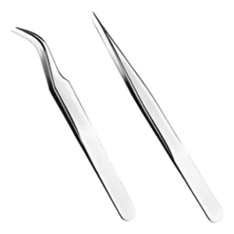 Genérico - Set Pinza Curva +Pinza Recta Extensiones De Pestañas Colores