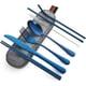 thumbnail image 1 of Utensilios portátiles, juego de cubiertos para viajes y camping, 8 piezas que incluye cuchillo, tenedor, cuchara, palillos, cepillo de limpieza y pajitas, estuche portátil, juego de cubiertos de acero, 1 of 7