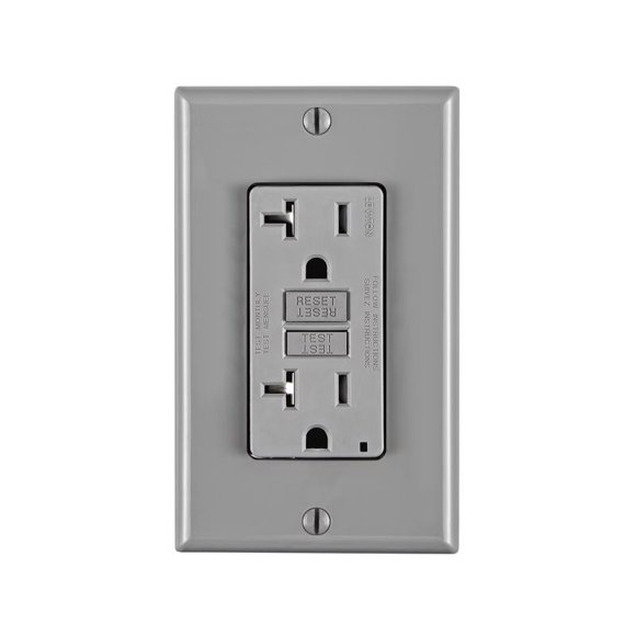 Salida GFCI Leviton GFTR2-0GY 20A 125V estándar/dúplex gris